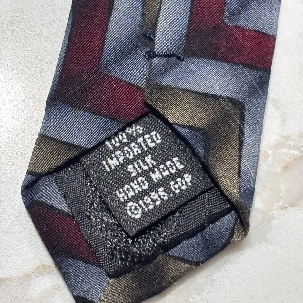 Vintage 1996 Grateful Dead Twelfth Set Blue Metallic Chevron Silk Tie Collectors
